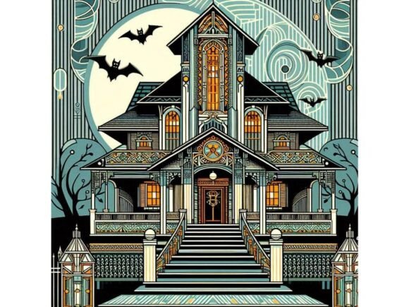 Download Haunted House with Art Deco Patterns - Premium Resources