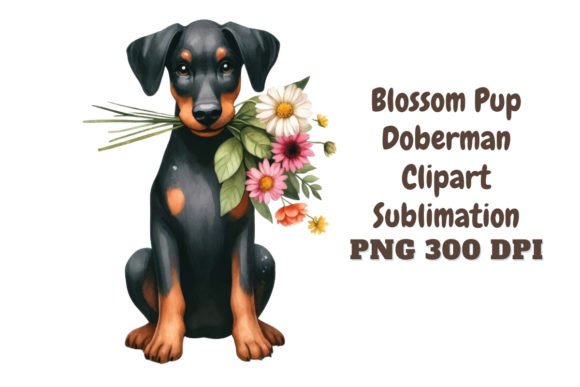 Download Blossom Pup Doberman Clipart - Doberman Collection
