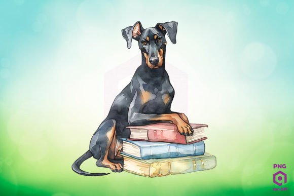 Download Doberman Pinscher &amp; Books Clipart - Premium Resources